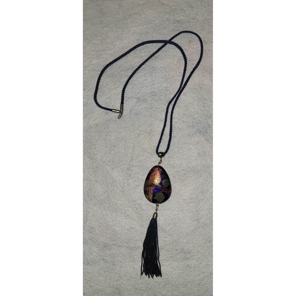 Vintage Closienne Puffed Pendant Parrot Necklace